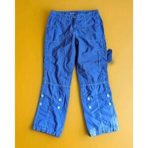 Vintage Y2K Italian Gorpcore Tech Blue Low Rise Cargo Pants Chrome Causal Sz S/M
